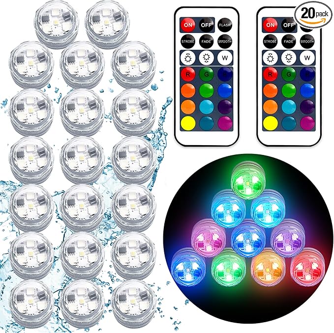 Submersible Led Lights with Remotes, Waterproof Tea Lights Candles Battery by idyllight