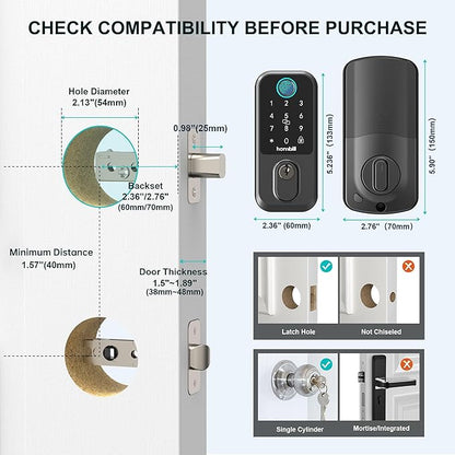Keyless Entry WiFi Smart Lock, Hornbill Fingerprint Smart Deadbolt - Image 8