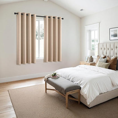 MIULEE Beige Blackout Curtains for Bedroom Living Room 63 Inches Long 2 Panels - Image 6