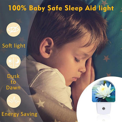 sndheke White Lotus Flower Night Light Plug into Wall, Beautiful Lotus in Pond - Image 5