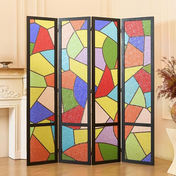 Acrylic Room Divider, 4-Panel Freestanding Partition Screen, Frosted - Image 6