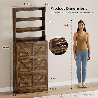 EOYUTLLY Shoe Cabinet Storage for Entryway, Narrow Shoe Rack Cabinet - Image 2