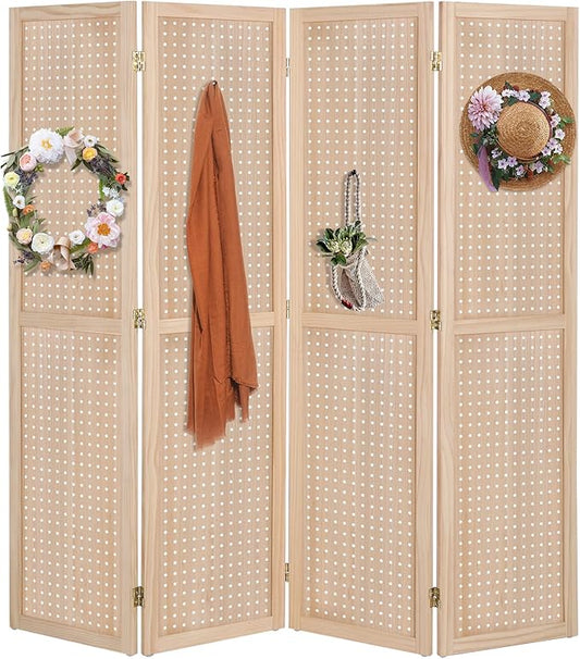 Bonnlo 4 Panel Pegboard Freestanding, 5 FT Portable Display Board Organizer by Bonnlo