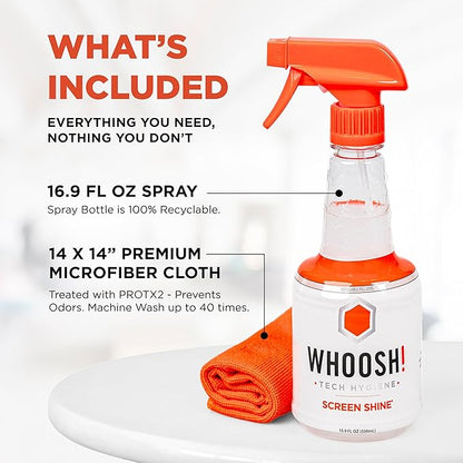 WHOOSH! Pro 16.9 fl oz Refillable TV Screen Cleaner & Microfiber Cloth - Image 2