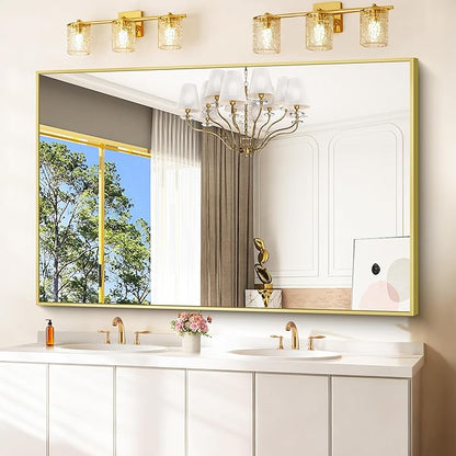 40x60inch Gold Bathroom Mirror, Large Rectangular Wall Mirrors - Image 9