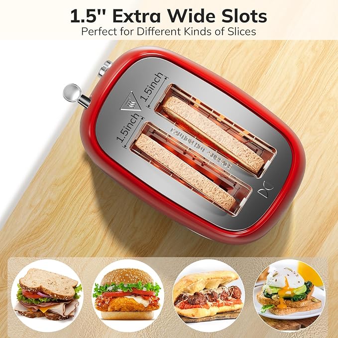 2 Slice Stainless Steel Toaster Retro - Image 4