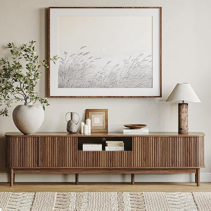CHUWELL 86.6'' Fluted TV Stand for 75/80/85 Inch TVs, Mid Century Modern - Image 6