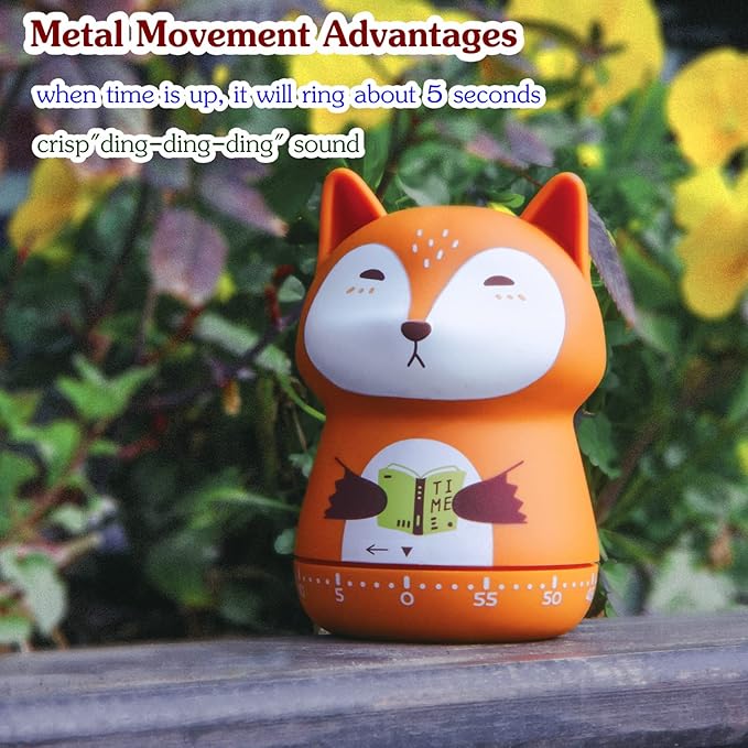 NUOSWEK Mechanical Kitchen Timer, Cute Animal Wind Up 60 Minutes Manual - Image 4