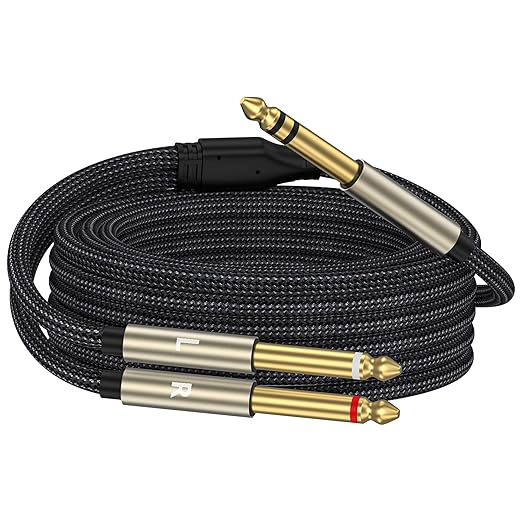 ZTOXLR 1/4 inch TRS Stereo Y-Splitter Insert Cable, 1/4 Inch Male Jack to Dual by ZTOXLR