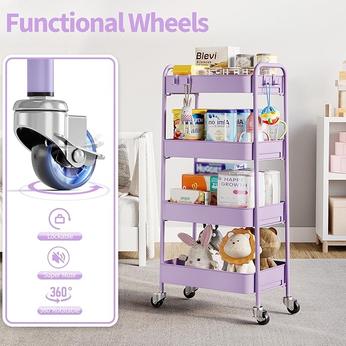TOOLF 4-Tier Metal Rolling Cart - Image 5