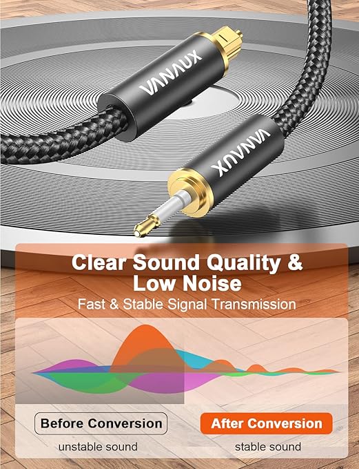 VANAUX Toslink to Mini Toslink Optical Audio Cable 24K Gold-Plated Digital - Image 3