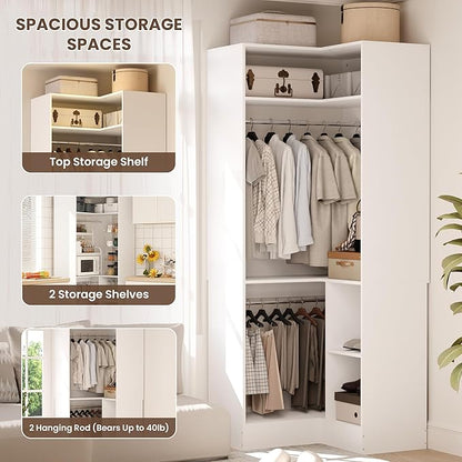 HOMPUS Corner Closet System, 80” L-Shaped Corner Wardrobe - Image 4