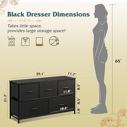 WLIVE Dresser for Bedroom with 5 Drawers, Wide Chest of Drawers, Fabric Dresser - Image 3