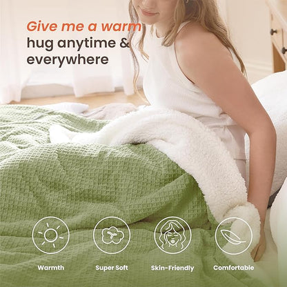 Heated Blanket Electric Blanket Full Waffle, 72x84 Inches Sherpa Fleece Fast - Image 3