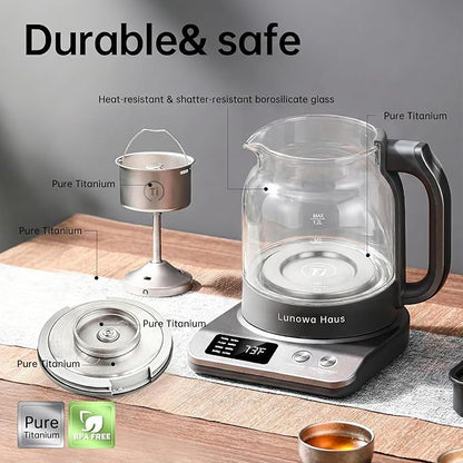 Rufus Titanium & Glass Electric Tea Kettle Tea Maker - Image 2