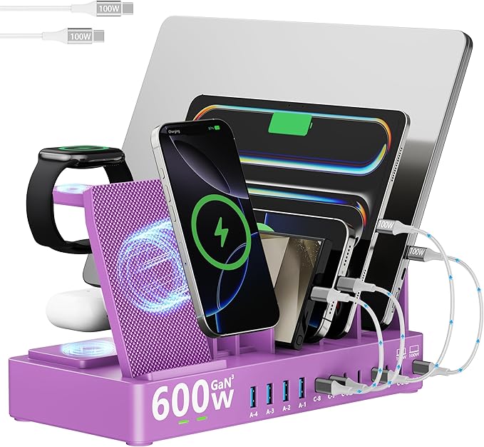 600w Charging Station for Multiple Devices, 15 in 1 Wireless Charger by SAIPKYGS