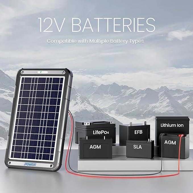 POWOXI 12V Solar Car Battery Charger: 12W Solar Trickle Charger Maintainer - Image 7