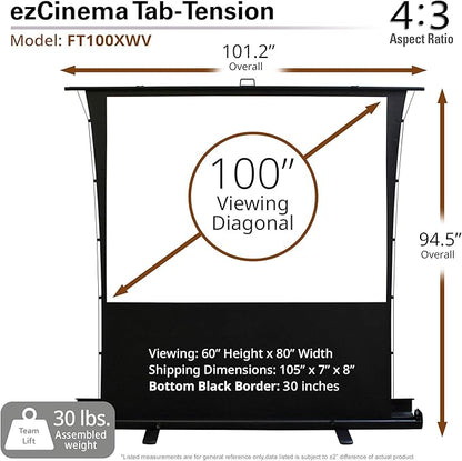Elite Screens ezCinema Tab-Tension, Tab-Tensioned Scissor-Backed, Manual Pull - Image 8