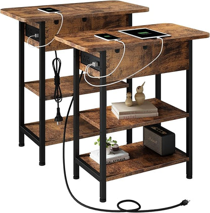 LIDYUK Set of 2 Brown End Tables by LIDYUK