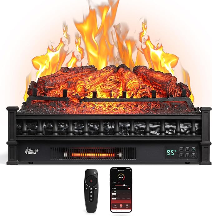 TURBRO Eternal Flame 26 in. WiFi Infrared Quartz Electric Fireplace Log Heater - Image 8