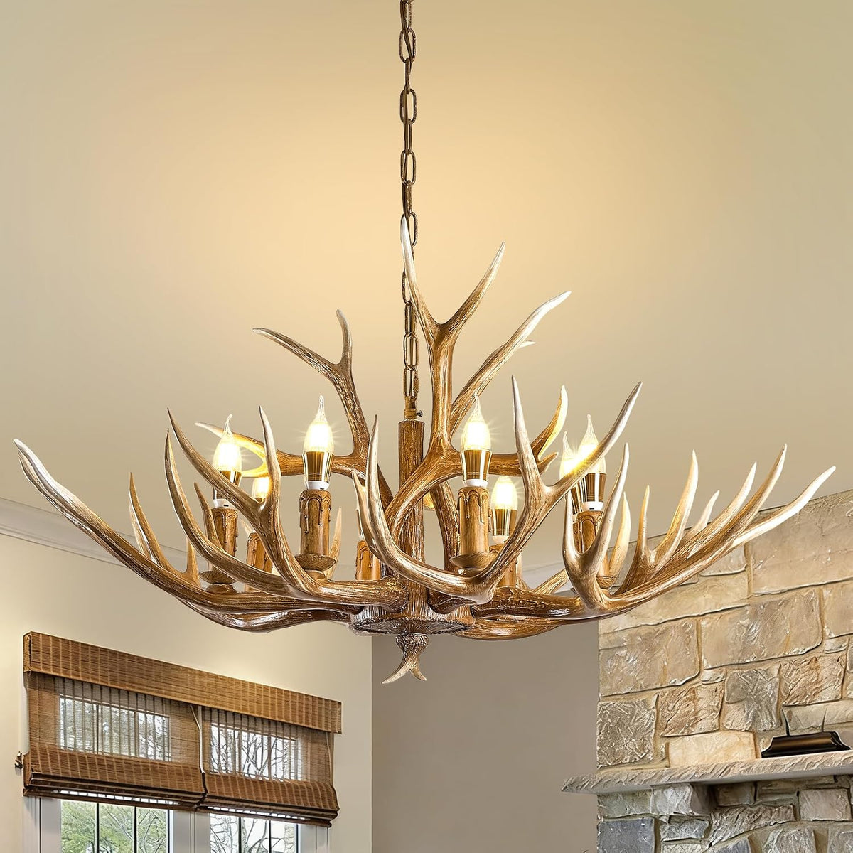 Antlers Chandelier 8 Light,Deer Chandelier Fixtures,Rustic Farmhouse Horn Ant...