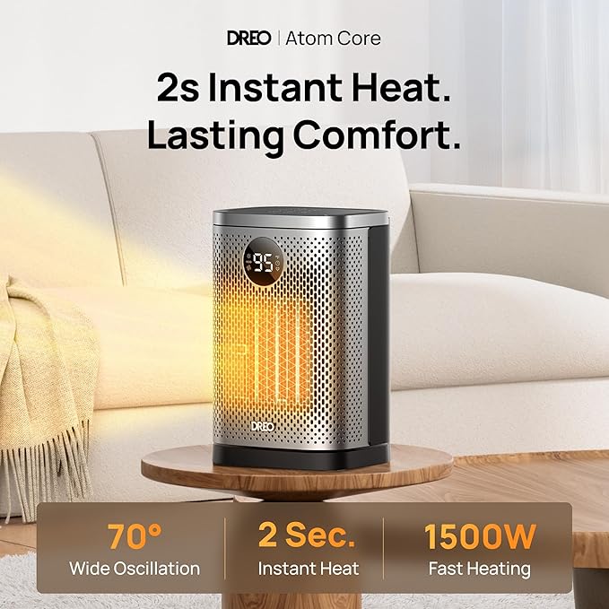 DREO Space Heater for Indoor, Portable Heater, 1500W Compact Ceramic Convection - Image 2
