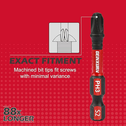 Anti-Slip Hex PH1/PH2/PH3 Insert Driver Bits 20 Pack 2 in. Impact Tough - Image 7