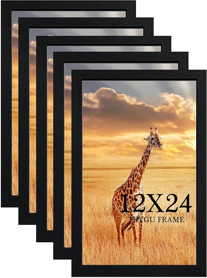 TKYGU 12x24 Picture Frame Set of 5, Wooden Frame 12x24 Wall Gallery Poster by TKYGU