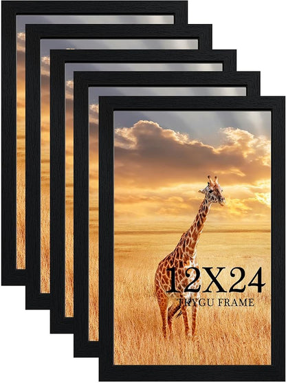 TKYGU 12x24 Picture Frame Set of 5, Wooden Frame 12x24 Wall Gallery Poster by TKYGU