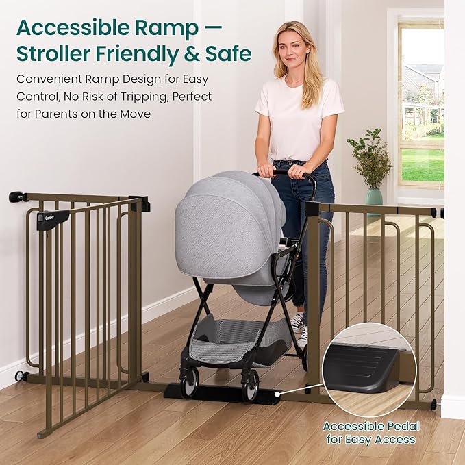 Cumbor Extra Wide Baby Gate, 36.6-69" Walk-Through Dog Gate - Image 5