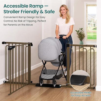Cumbor Extra Wide Baby Gate, 36.6-69" Walk-Through Dog Gate - Image 5