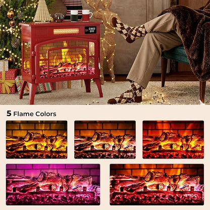 BREEZEHEAT Electric Fireplace Stove-Freestanding Fireplace Heater w/ 3D Flame - Image 6