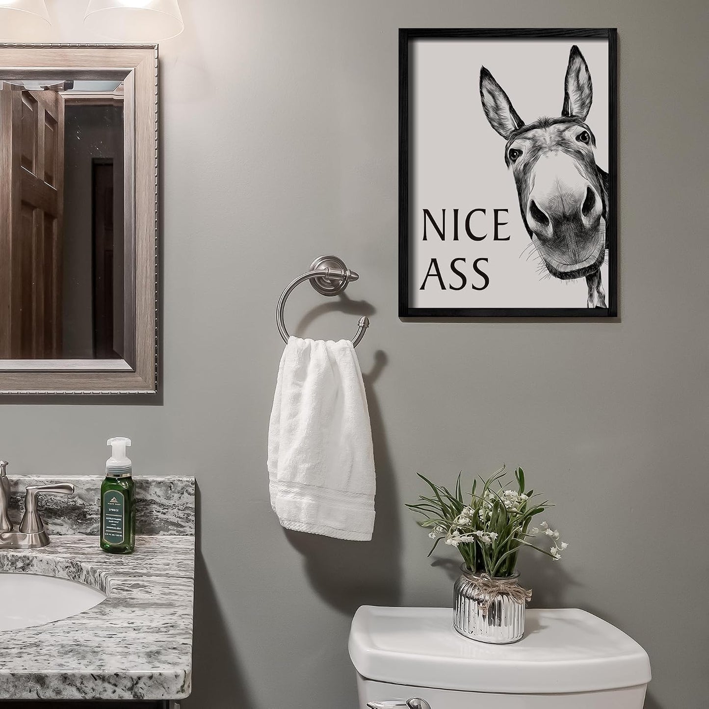Heiple Framed Bathroom Art Bathroom Wall Decor Farmhouse Home Bathroom Decor Sets Vintage Funny Wall Art Bathroom Signs (Black, 8"x10")