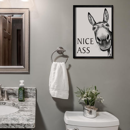 Heiple Framed Bathroom Art Bathroom Wall Decor Farmhouse Home Bathroom Decor Sets Vintage Funny Wall Art Bathroom Signs (Black, 8"x10")