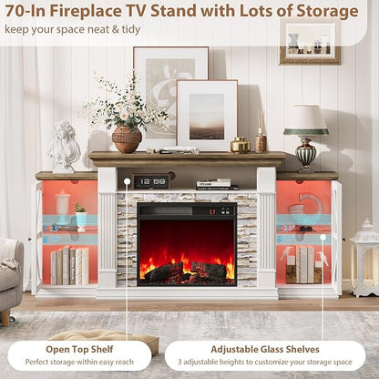 QUW Electric Fireplace TV Stand, Modern TV Console Table - Image 7