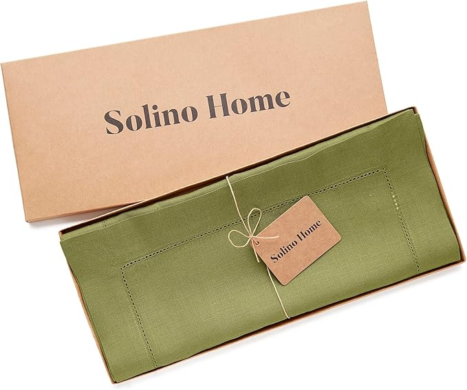 Solino Home Linen Avocado Green Table Runner 72 Inches Long - 100% Pure Linen...