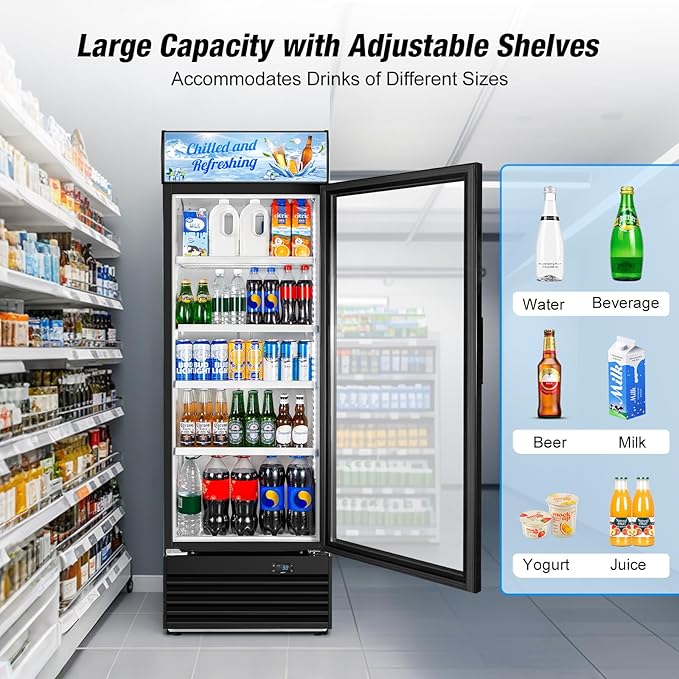Commercial Beverage Refrigerator, 24 Inch Beverage Fridge, 15 Cu. Ft. Drink - Image 5