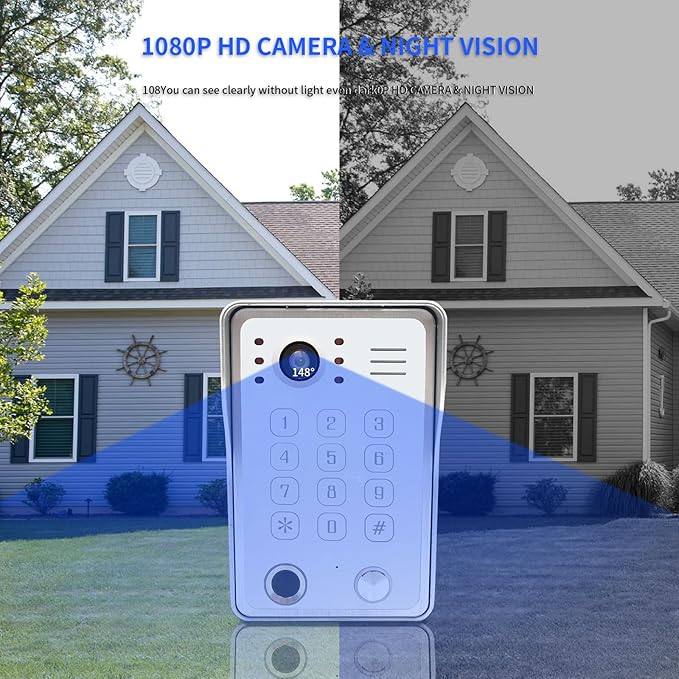 Wired Video Door Phone Kit Apartment Intercom System, 10 Inch Touch Screen - Image 2