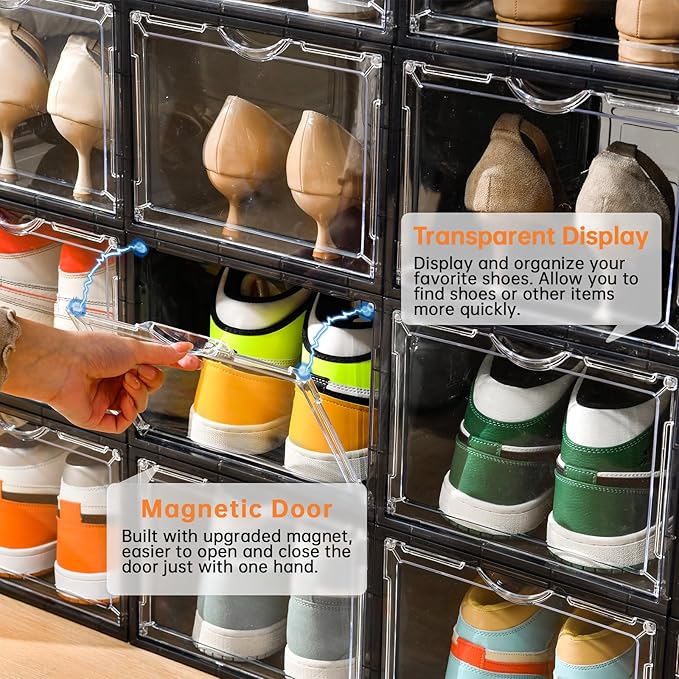 Clemate Upgraded X-Large Shoe Storage Box, 12 Pack, Shoe Box Clear Plastic - Image 5