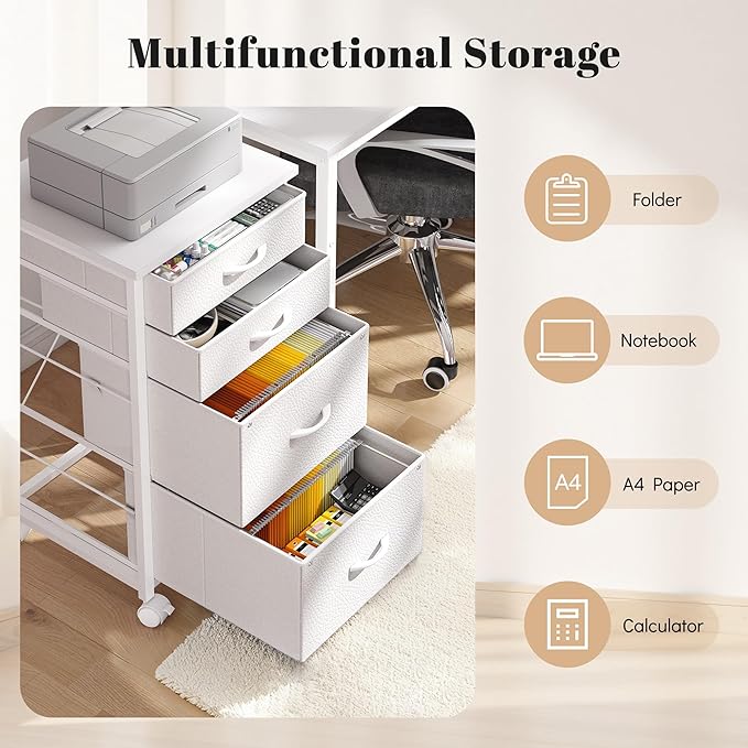 4 Drawers Mobile File Cabinet Vertical Filing Cabinet - Image 7