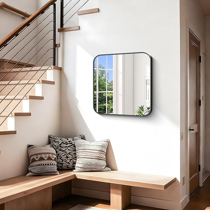 Black Bathroom Mirror, 18 x 18 inch Square Mirrors - Image 3