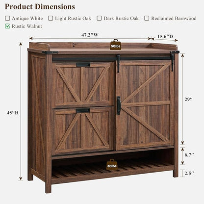 OKD Shoe Storage Cabinet with 2 Flip Drawers & Sliding Door, Farmhouse Entryway - Image 2