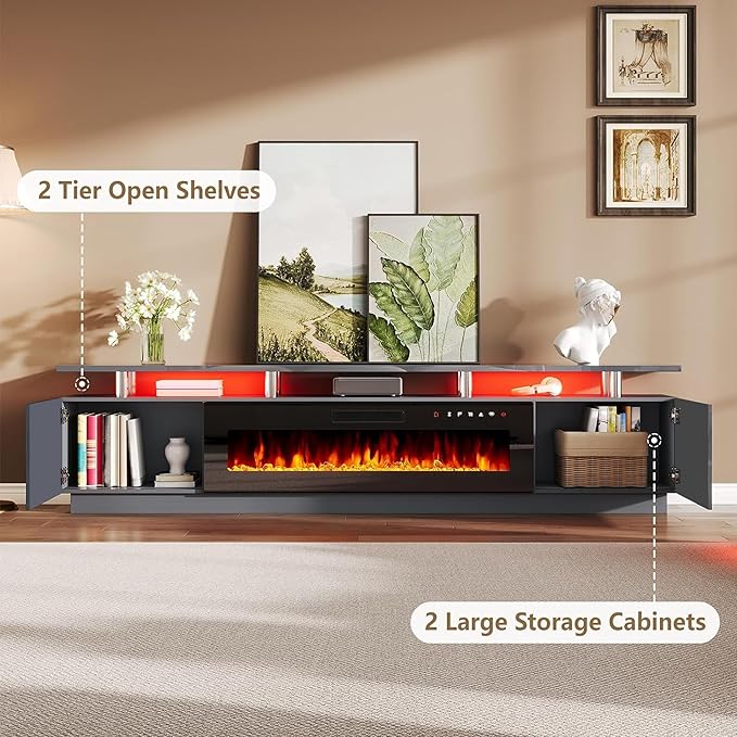AMERLIFE 90" 2 Tier Fireplace TV Stand - Image 7