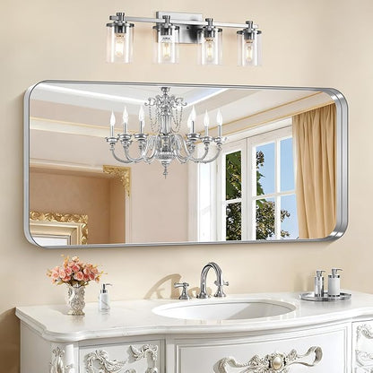 CIRCUMI Silver Bathroom Mirror, Rounded Corner, Tempered Glass, Large Mirror by CIRCUMIMirror