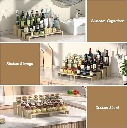 2 Set Large Wooden Tiered Riser Display Stands - Image 6