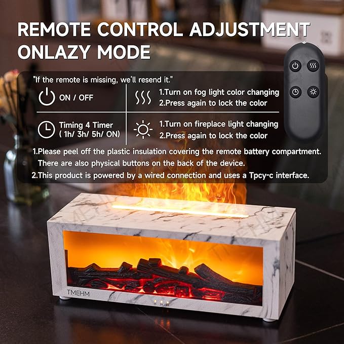 Fireplace Flame Air Diffuser Humidifier, 7 Colors Aromatherapy Essential Oil - Image 6