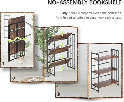 4NM No Assembly 3 Tiers Folding Bookshelf - Image 7
