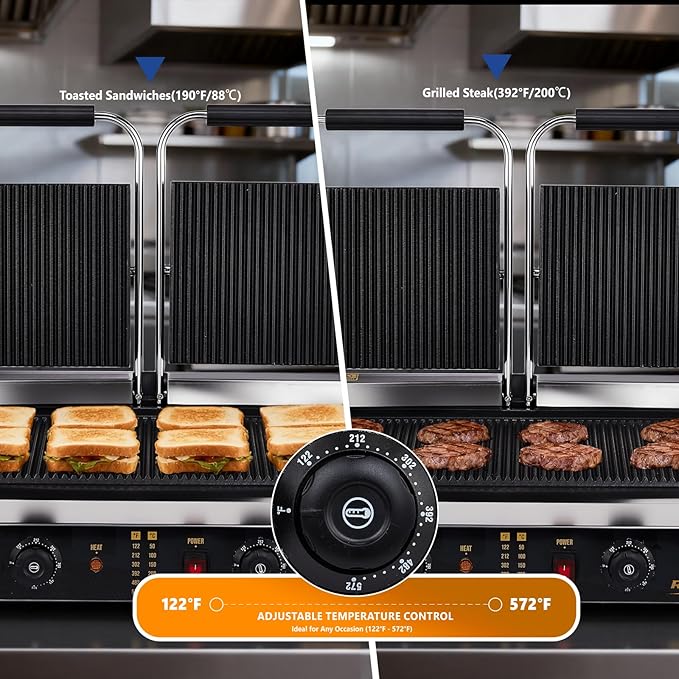 ROVSUN 813 Commercial Panini Press Grill, 3600W Stainless Steel Electric - Image 4