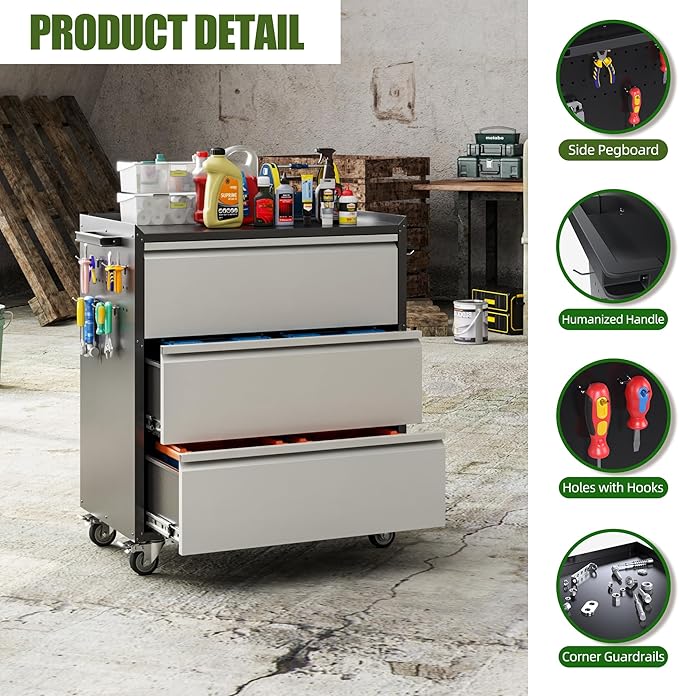 3 Drawers Garage Storage Cabinet - Image 7