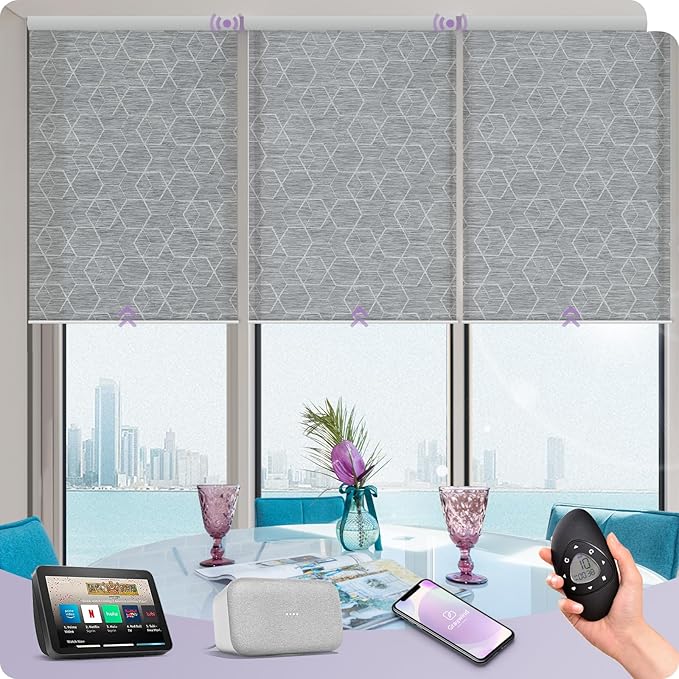 Graywind Motorized Solar Shades Light Filtering Mesh Shade Compatible by Graywindbeyondshading